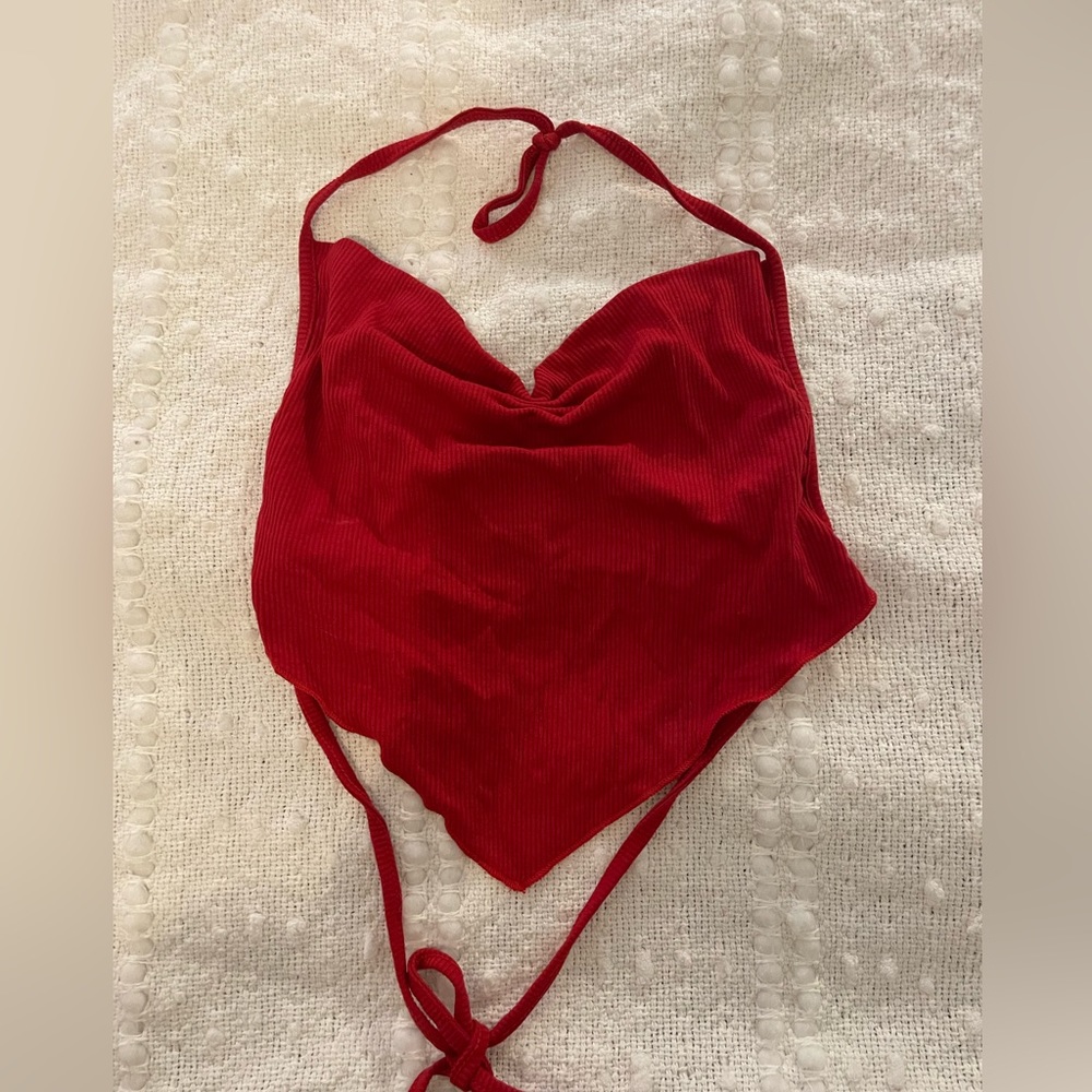 SHEIN red crop top open back